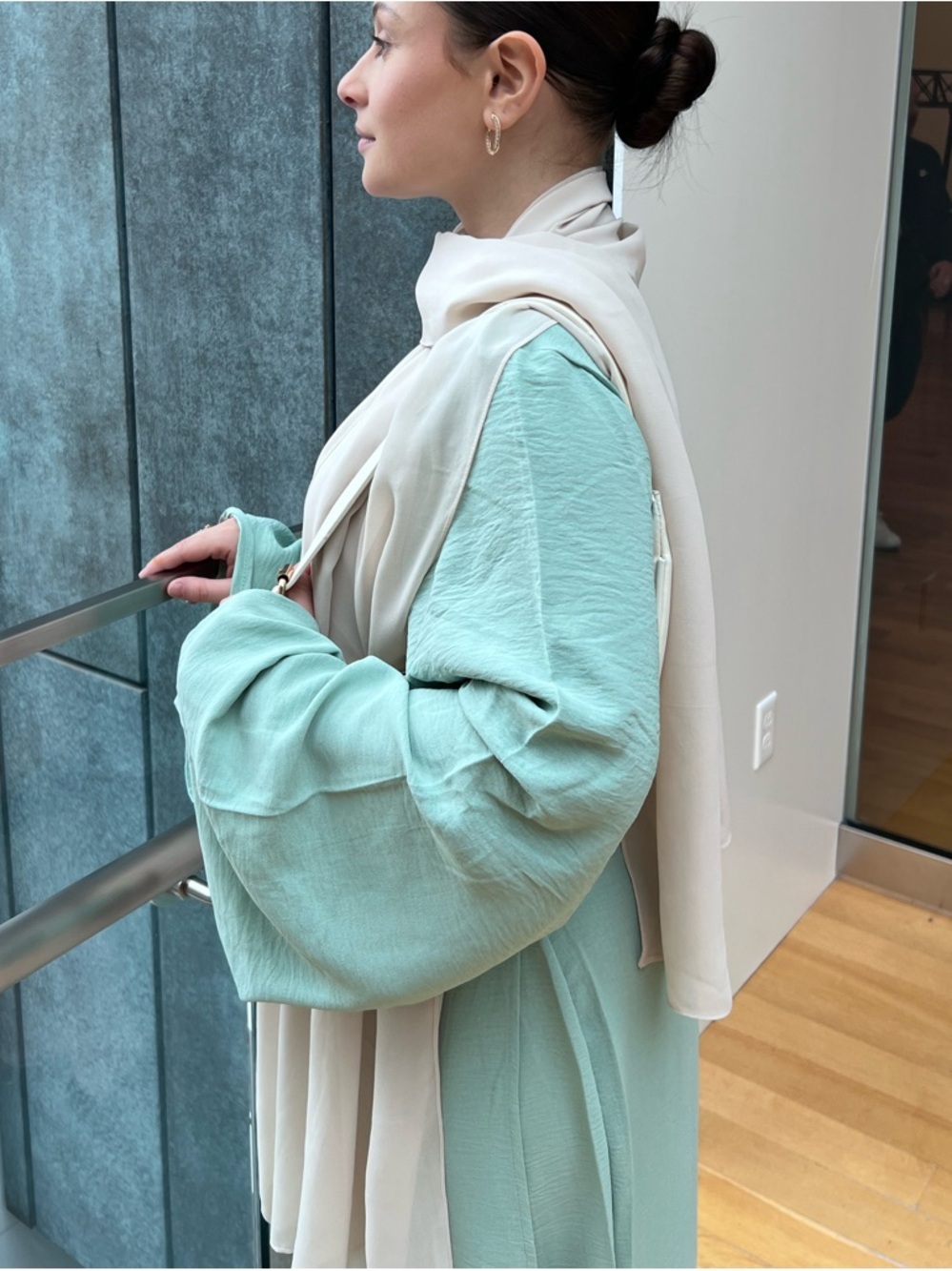 Modest Light Mint Green Long Sleeve dress